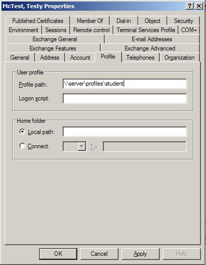 Setting a User Account to Point to a Mandatory Profile